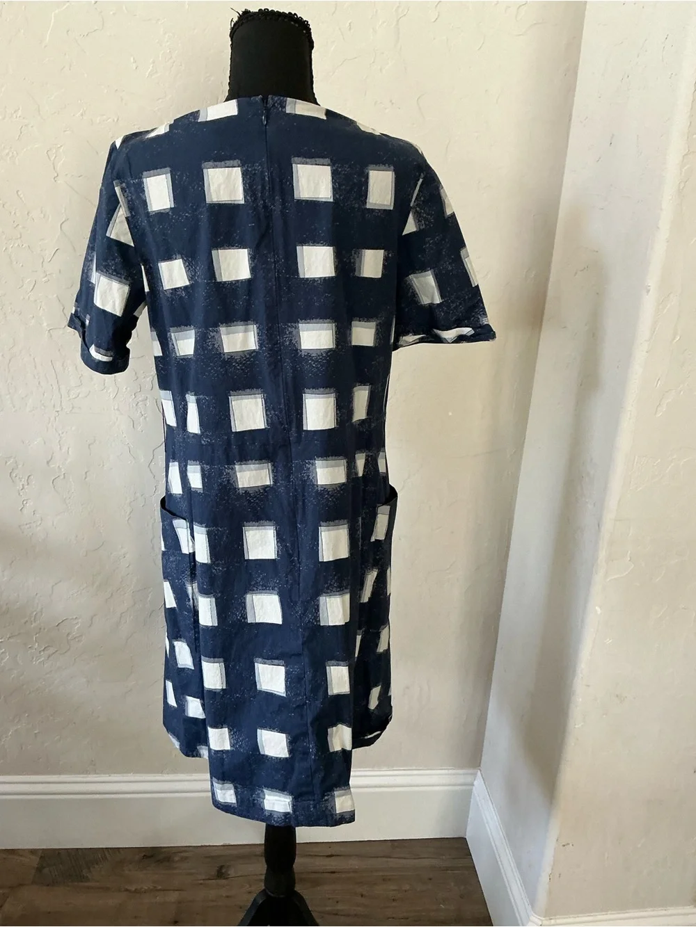 Tory Burch Navy and White Check Shift Dress for Girls